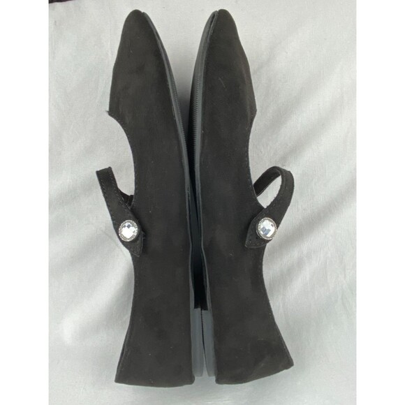 GAP Womens Mary Jane Flats Size 8 Black Faux Suede Pointed Toe Slip On Holiday - Picture 7 of 10